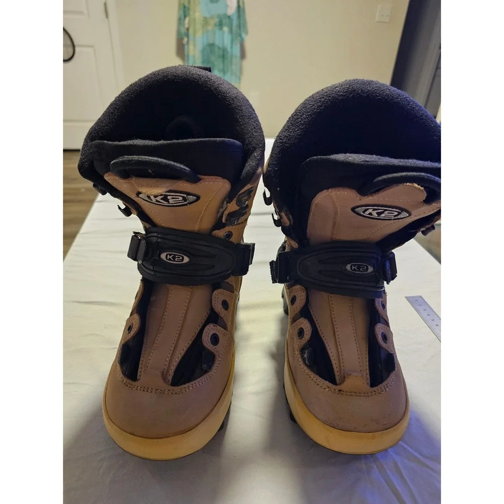 K2 Yak Women Snowboard Boots Clicker Step In Tan Black Size 8.5 EUR 39